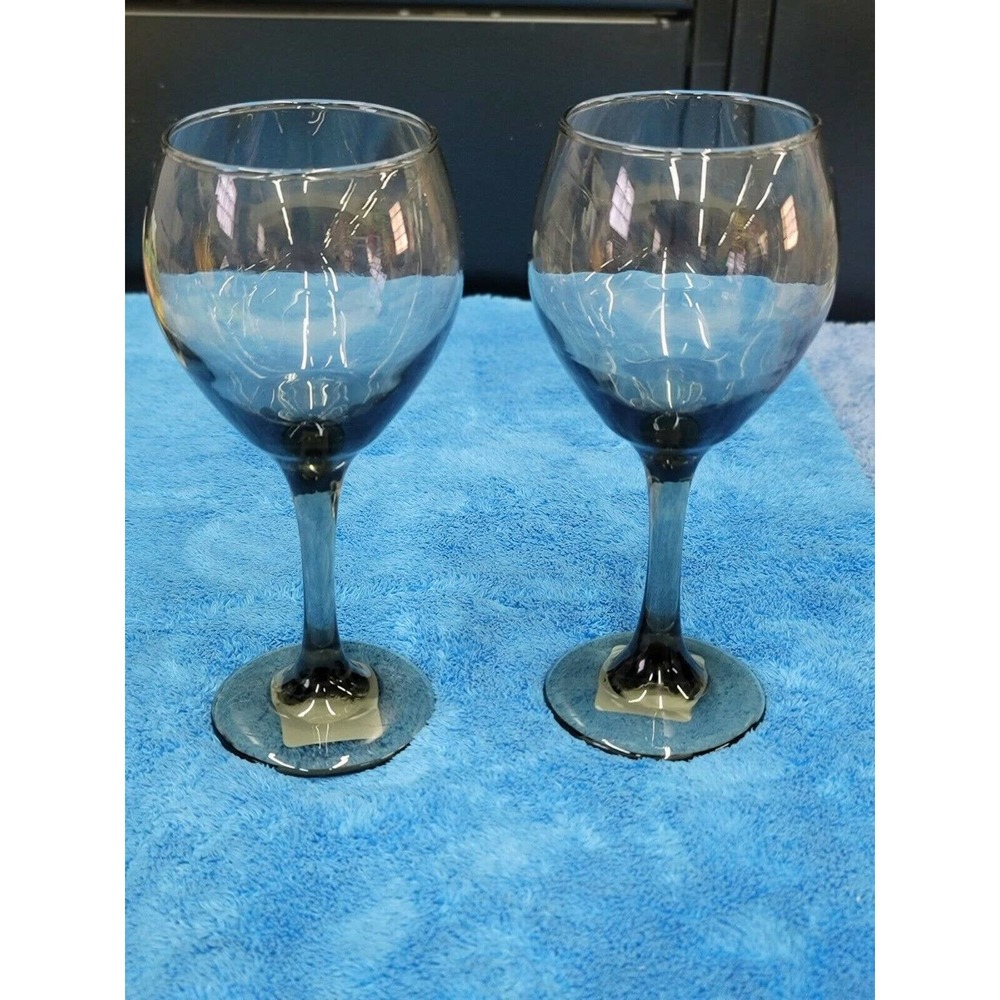 4 - Vintage Gray Greenbrier Glassware Gray Water Goblets Red Wine Glass